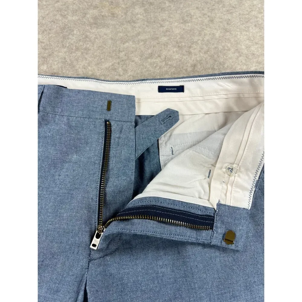 J. Crew Factory Men's Bedford Chambray Blue Dress Pants Size 34x30 (35x28.5)